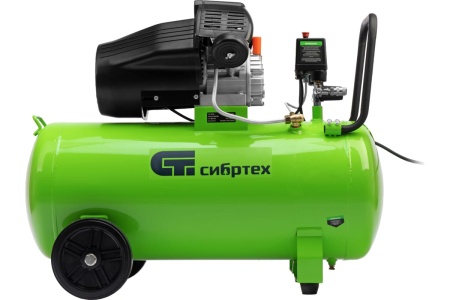 Воздушный компрессор СИБРТЕХ КК-2200/100, 2,2 кВт, 350 л/мин, 100 л, прямой привод, масляный 58009