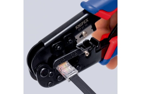 Пресс-клещи для штекеров KNIPEX RJ (Western), 2 гнезда, RJ 11/12, RJ 45, 190 мм, KN-975110SB
