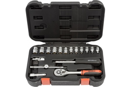 Набор торцевых головок АвтоDело 1/4" DR 17 предметов 39917 13700