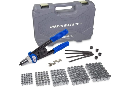 Резьбовой заклепочник HASKYY М5-М12 с комплектом заклепок 150 штук HBNZ-17