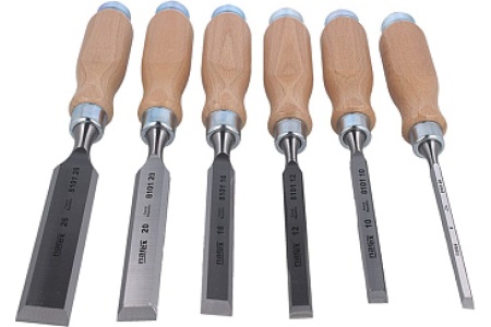 Набор из 6 плоских стамесок Narex Wood Line Profi (светлые) 853055