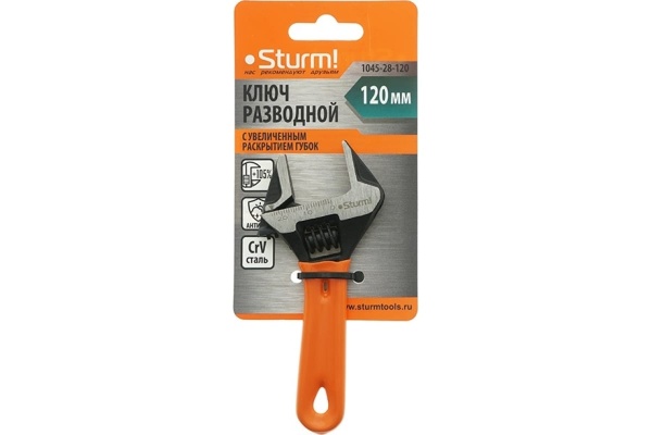 Разводной ключ c короткой ручкой Sturm 120мм 1045-28-120 Разводной ключ c короткой ручкой Sturm 120мм 1045-28-120