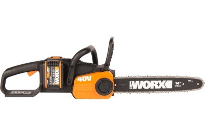 Бесщеточная цепная аккумуляторная пила WORX 40 В, 2х2.0 А*ч, двойное ЗУ 2x2A WG384E