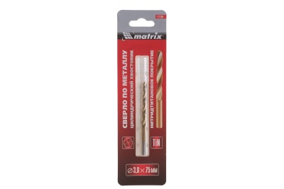 Сверло по металлу HSS-TiN (3.8х75х43 мм; Р4М3) MATRIX 717380