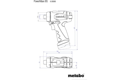 Аккумуляторный винтоверт Metabo PowerMaxx BS 12В, 2х2.0, LC12, кейс 600984500