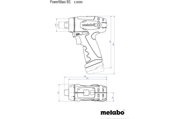Аккумуляторный винтоверт Metabo PowerMaxx BS 12В, 2х2.0, LC12, кейс 600984500