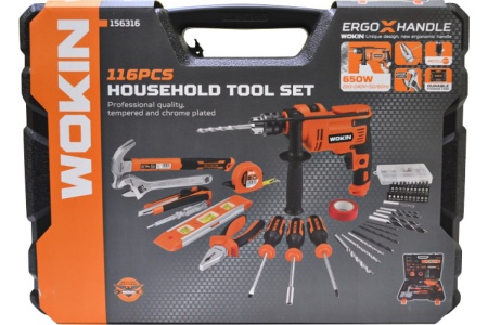 Набор инструментов Wokin в пластиковом кейсе, 116 предметов 1352695