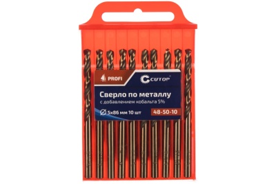 Сверло по металлу Profi (10 шт; 5х86 мм; Р6М5К5) CUTOP 48-50-10
