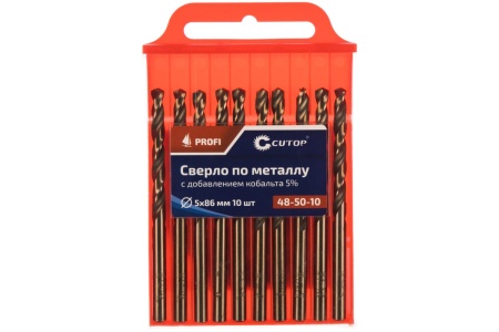 Сверло по металлу Profi (10 шт; 5х86 мм; Р6М5К5) CUTOP 48-50-10