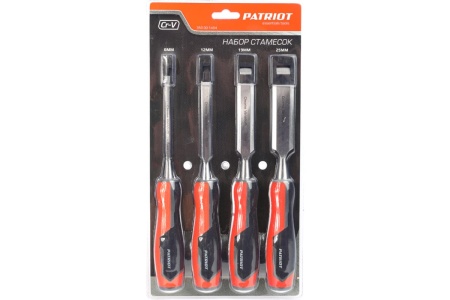 Набор стамесок PATRIOT CrV, 4 шт: 6, 12, 19, 25мм 350001404