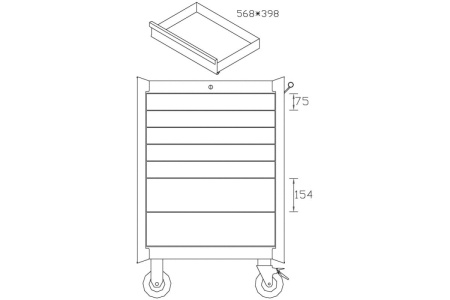 Инструментальная тележка на колесах, 7 ящиков, серая Станкоимпорт BTD-270071CS gre