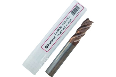 Фреза концевая твердосплавная по нержавеющей стали Серия 303 (10х25х75 мм; 4-х перая; TiAlSIN; 38/41 градусов) Partner 303100