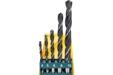 Набор сверел по металлу (5 шт; 4-5-6-8-10 мм; HSS; черненое покрытие) FIT DIY 33852