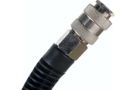 Шланг эластичный резиновый с защитой от перегибов на концах (5 м, 6х12 мм, ПВХ покрытие, быстросъемные соединения) Pegas pneumatic 4931