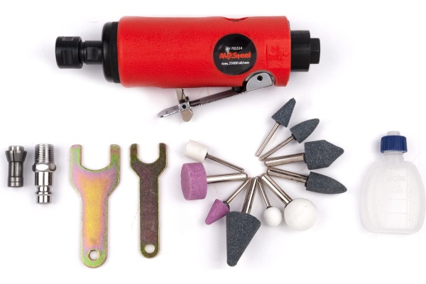 Пневмобормашина AV Steel с набором насадок AV-701814