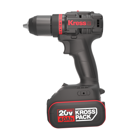 Дрель-шуруповерт аккумуляторная бесщеточная KRESS KUA71, 20В, 60Нм, 4Ач x2, ЗУ 6A, кейс