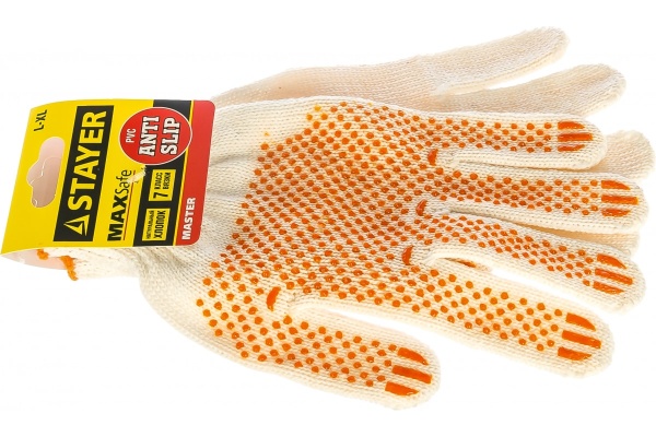 Перчатки трикотажные с защитой от скольжения (размер L-XL) "Master" Stayer 11404-XL