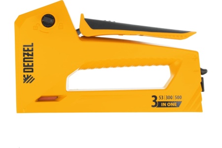 Мебельный степлер Denzel алюминиевый корпус, тип 53, 6-14 мм, тип 300, 15 мм, тип 500, 15 мм 40214
