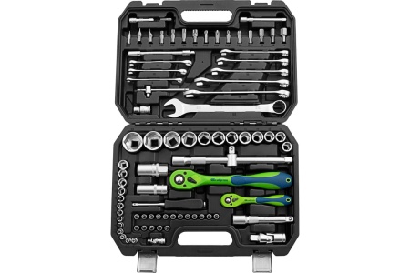 Набор инструментов Сибртех 1/2, 1/4, CrV, пластиковый кейс 82 предм. 13514