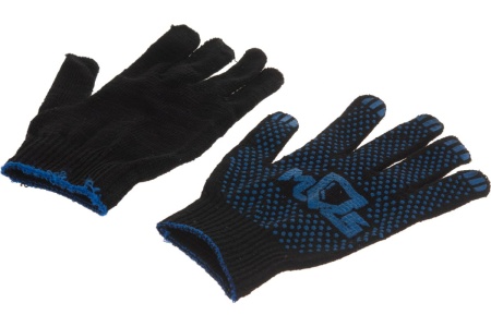 Вязаные упрочненные перчатки РОС черные, х/б с ПВХ 12497