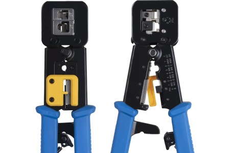 Обжимной инструмент для коннекторов быстрой установки Cabeus RJ-45 (8р8с), RJ-11/12 (6р6с, 6р4с, 6р2с), профессиональный, с храповым механизмом HT-376Z