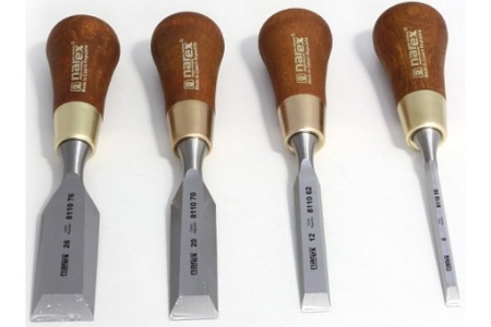 Набор из 4 зачистных стамесок в деревянном ящике NAREX 853750