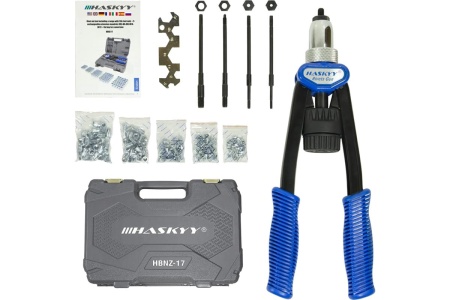 Резьбовой заклепочник HASKYY М5-М12 с комплектом заклепок 150 штук HBNZ-17
