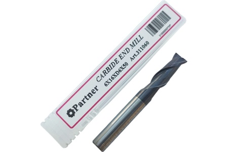 Фреза концевая твердосплавная универсальная до 45 НRC Серия 311 (6х16х50 мм; 2-х перая; AlTiN; хв-к 6 мм) Partner 311060