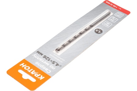 Сверло по металлу шлифованное удлиненное (4.5x126 мм) Кратон 1 05 12 005