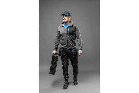 Рабочая толстовка HOEGERT TECHNIK Nister серый/меланж/синяя, р. 3XL/58 HT5K900-3XL
