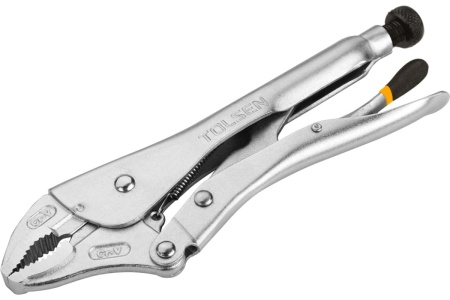 Зажим с фиксатором TOLSEN 250 мм, с закругленными губками TT10049