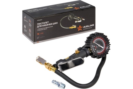 Пистолет для накачки шин с манометром Airline PRO 16АТМ, с клапаном сброса ATBU007