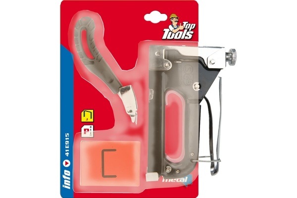Степлер (6-8 мм, скобы J) и скободер Top Tools 41E915