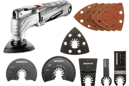 Многофункциональный инструмент GRAPHITE 300Вт, 6 насадок, кейс 59G021