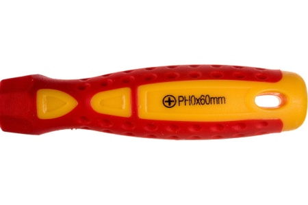 Крестовая диэлектрическая отвертка Ladina GREPP PH0х60 мм, CrV, двухкомпонентная рукоятка 202-030