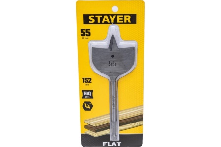 Сверло по дереву перовое STAYER Flat 55x152 мм 2950-55_z01 Сверло по дереву перовое STAYER Flat 55x152 мм 2950-55_z01