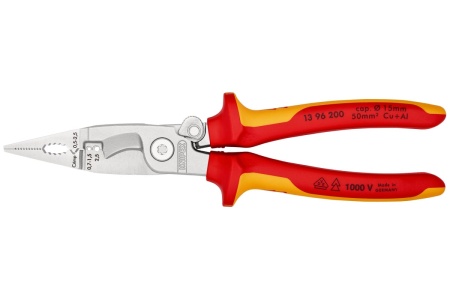 Электромонтажные клещи Knipex VDE, 6-в-1, зачистка: 0.75 - 1.5 + 2.5 мм, L-200 мм, KN-1396200SB