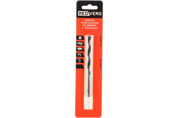 Сверло по дереву HCS (8х80х115 мм) REDVERG 6621125