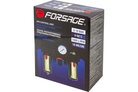 Блок подготовки воздуха с нижним расположением регулятора 1/4" фильтр-регулятор+лубрикатор (10 Мк, 1400 л/мин, 0-10 bar, рабочая температура 5-60°) Forsage F-BC2000 Блок подготовки воздуха с нижним расположением регулятора 1/4" фильтр-регулятор+лубрикатор (10 Мк, 1400 л/мин, 0-10 bar, рабочая температура 5-60°) Forsage F-BC2000