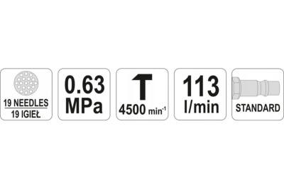 Пневматическое зубило YATO 0.63MPa, 113л/мин YT-09910