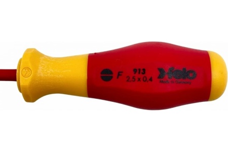 Диэлектрическая шлицевая отвертка Felo SL2,5x0,4x75 91302590