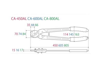 Кабельные ножницы TSUNODA с алюминиевыми ручками CA-450AL