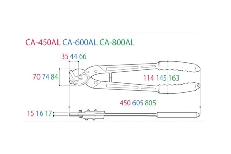 Кабельные ножницы TSUNODA с алюминиевыми ручками CA-800AL