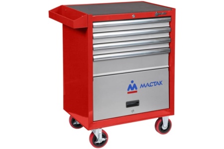 Набор инструментов СТАНДАРТ 186 предметов МАСТАК 52-04186R в красной тележке