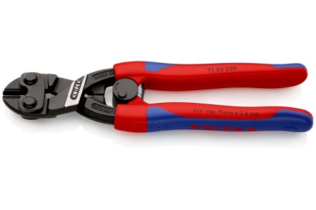 Болторез Knipex, CoBolt, компактный, с пружиной, 200 мм, черный, 2К ручки, KN-7132200SB