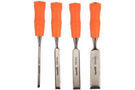 Набор плоских стамесок SPARTA 6-12-18-24 мм, пластиковые ударные рукоятки 243975