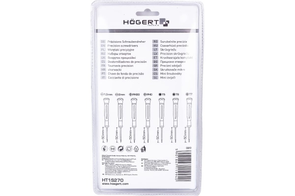 Набор часовых отвёрток в футляре HOEGERT TECHNIK 7 шт. HT1S270