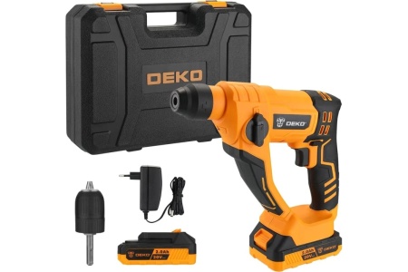 Аккумуляторный перфоратор DEKO DKCH20 20В, 2x2.0Ач, в кейсе, с патроном CH02 063-4412