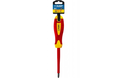 Диэлектрическая отвертка Зубр до 1000В ПРОФИ Cr-V PH 2 x 100 мм 25262-2-100_z01