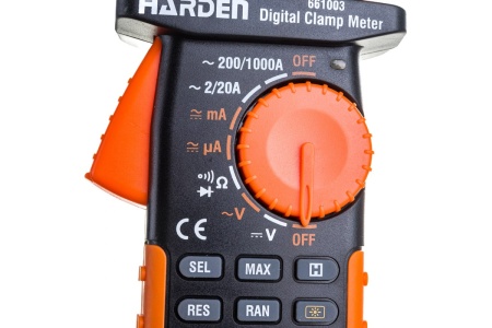 Цифровой мультиметр с токовыми клещами Harden охват губок 65 мм 661003